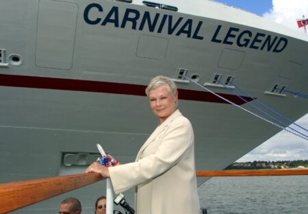 Dame Judi Dench visits Harwich International Port to christen Carnival Legend