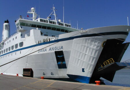 A fond farewell to the last of the ‘white ships’ serving Harwich, as the ‘Dana Anglia’ and ‘Admiral of Scandinavia’ are replaced by modern ro-pax vessels.